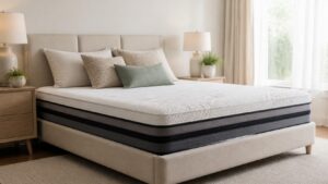 Supportive mattress shown in a calm morning bedroom